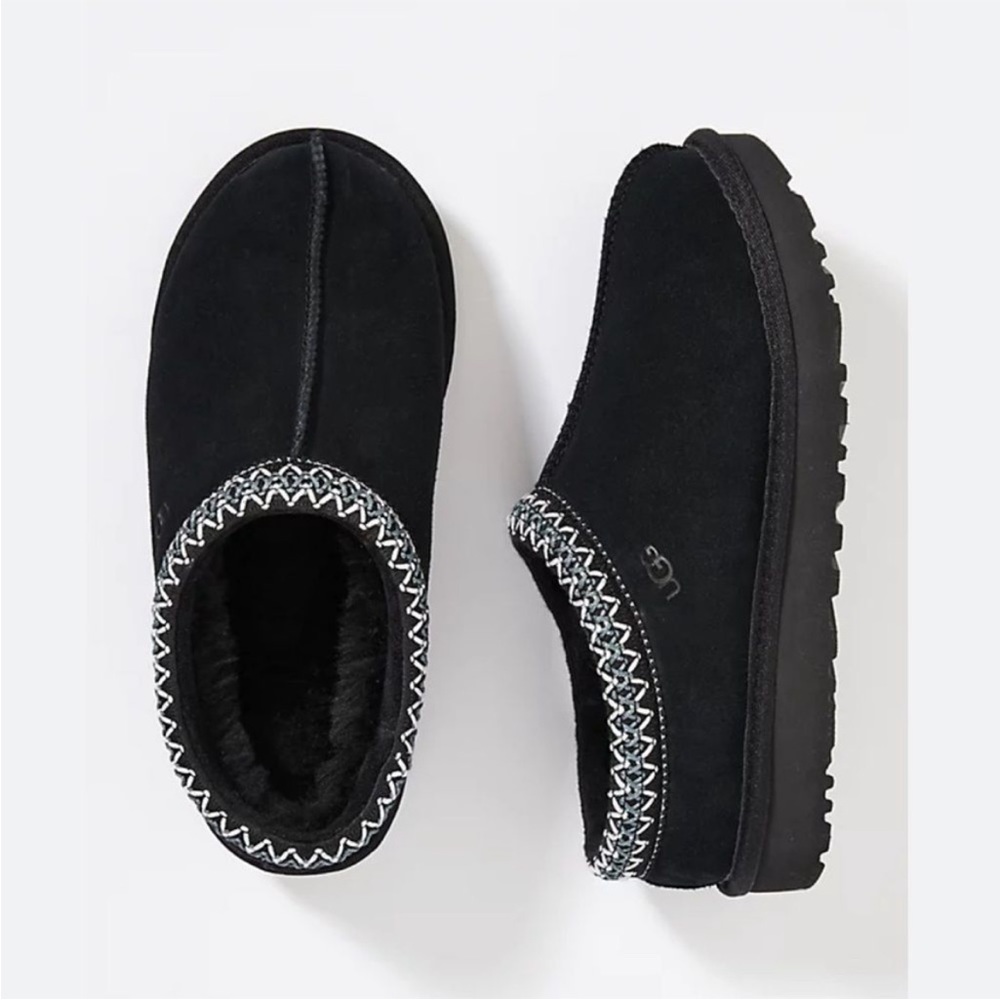 NWT UGG Women’s Tasman black Suede and Shearling Slippers. - Picture 3 of 4